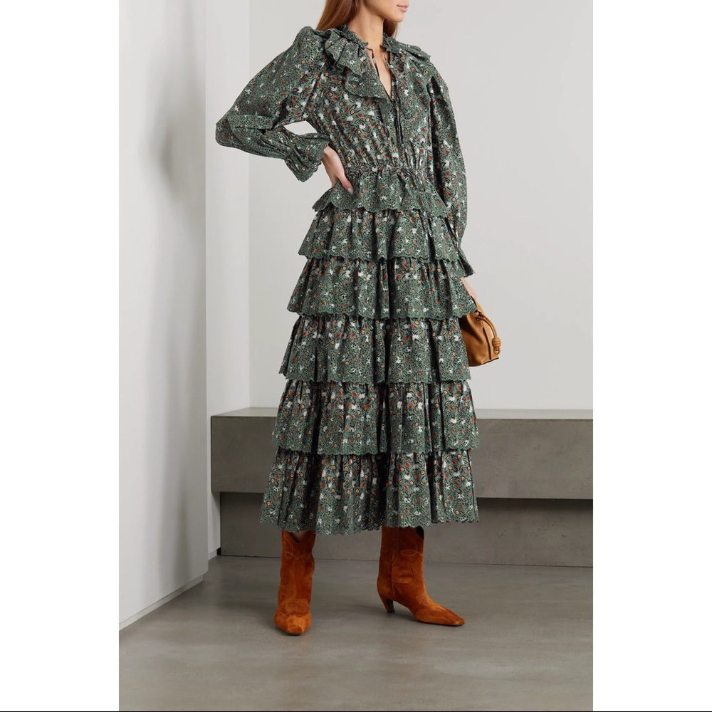 NWT Ulla Johnson Odile dress in Dragonfly green, size 2